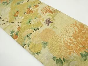 アンティーク　菊に松・梅模様織り出し丸帯（材料）